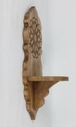 Otantik Çarşı Ahşap Oymalı Kavukluk Lambalık Raf  50x22x16 cm. Koyu Meşe Rengi