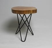 Doğal Ahşap Sehpa 32x45 cm Metal Ayaklı
