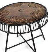 Ahşap Oymalı Yuvarlak Orta Sehpa 64x64x61 cm. KNA561-2