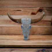 Otantik Çarşı Ahşap Buffalo Kafatası Beyaz 20x35 cm.