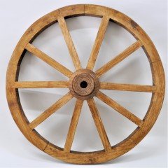Otantik Çarşı Ahşap At Arabası Tekeri 70 cm.(Meşe Renk)