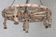 Otantik Çarşı Ahşap Halatlı Teker Avize 100 cm. 6'lı