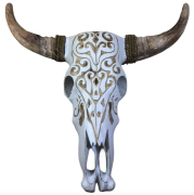 Otantik Çarşı Ahşap Buffalo Kafatası Beyaz 45x55 cm.