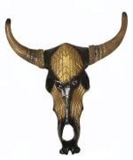 Otantik Çarşı Ahşap Buffalo Kafatası Altın-Siyah 45x55 cm.