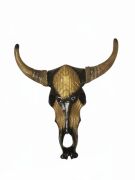 Otantik Çarşı Ahşap Buffalo Kafatası Altın-Siyah 45x55 cm.