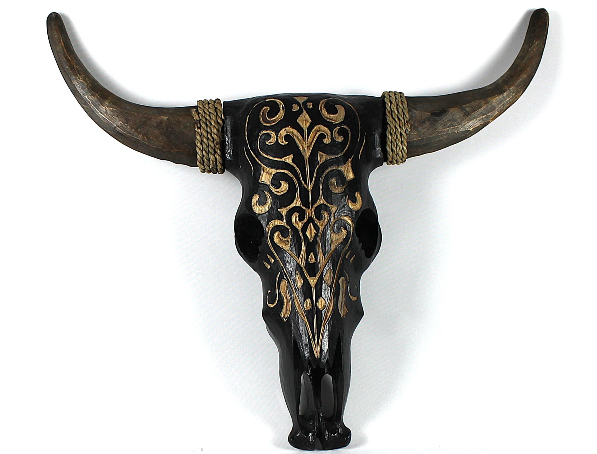 Otantik Çarşı Ahşap Buffalo Kafatası Siyah 45x55 cm.