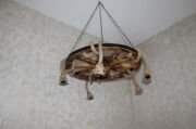 Otantik Çarşı Ahşap Teker Avize 70  cm. 5'li