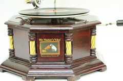 Ahşap Sekizgen Gramofon Sarı Metal Süslemeli 523