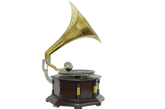 Ahşap Sekizgen Gramofon Sarı Metal Süslemeli 523