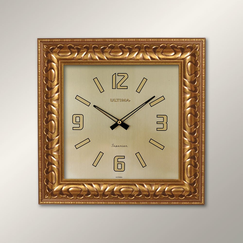 Regal Ultima 1352 GP Relief Desenli Sarı Köşeli Duvar Saatı
