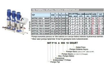 Sumak SHT6C 180/10 SMART  3X1.35 kW  380V  Üç Pompalı Düşey Milli Dijital Panolu Kademeli Hidrofor