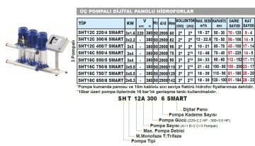 Sumak  SHT12B  300/6 SMART  2X2.2 kW  380V  Çift Pompalı Düşey Milli Dijital Panolu Kademeli Hidrofor