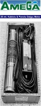 Amega MGM-P 100   1Hp 220V   4\'\'  25 Metre Kablolu ve Panolu Dalgıç Motor