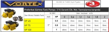 VP 100 1HP SÜRTME FANLI PREFERİKAL POMPA