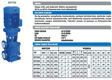 Sumak SHT50/4 30hp 380v Düşey Milli Kademeli Pompa