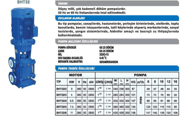 Sumak SHT32/6 15hp 380v Düşey Milli Kademeli Pompa