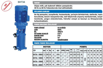 Sumak SHT34/5 10hp 380v Düşey Milli Kademeli Pompa