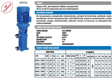 Sumak SHT24/8 10hp 380v Düşey Milli Kademeli Pompa