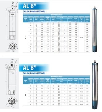 Alarko   ALK 8\'\' 125    125Hp  380V    8\'\' Derin Kuyu Dalgıç Motor (Tek Motor)