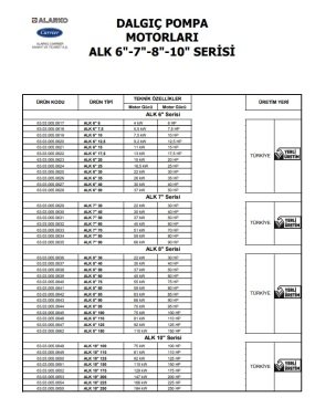 Alarko   ALK 8\'\' 125    125Hp  380V    8\'\' Derin Kuyu Dalgıç Motor (Tek Motor)