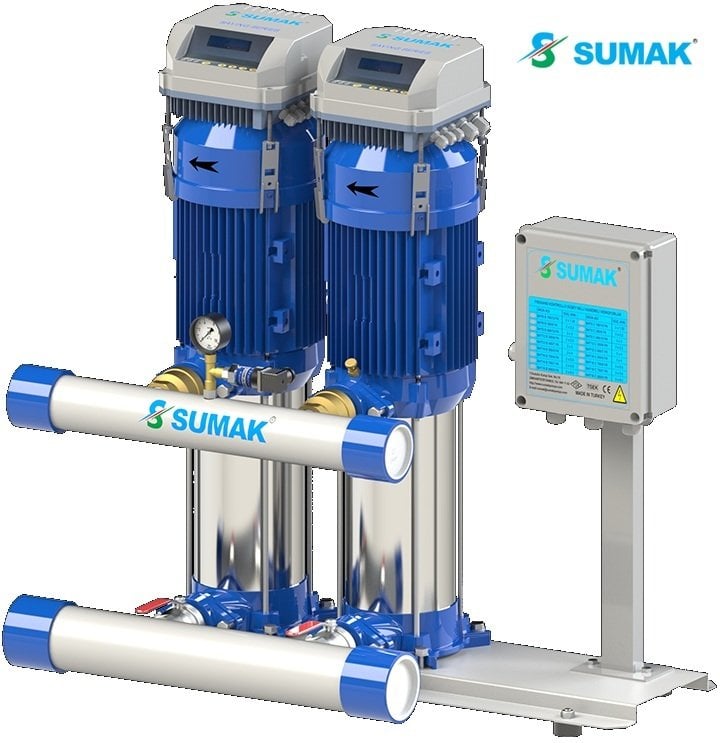 Sumak SHT 12B  300/6 FK   2X2.2 kW  380V  İki Pompalı Düşey Milli Kademeli Frekans Kontrollü Hidrofor