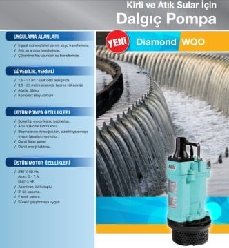 ALARKO  WQO  22.2   3HP 380V   2'' Çıkışlı 220V Bıçaklı Öğütücü Foseptik Dalgıç Pompa
