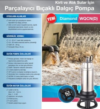 ALARKO WQCND 15-15    2hp 380v Bıçaklı Foseptik Dalgıç Pompa