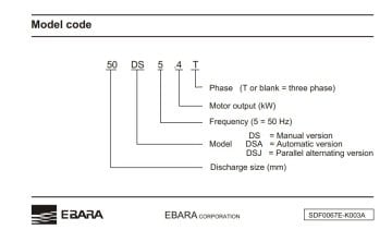 Ebara 50 DSA 53.7   3.7kW 380V  Seyyar Drenaj Dalgıç Pompa