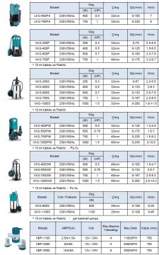 Leo  XKS-1000SW   1.5Hp 220V  Paslanmaz Çelik  Gövdeli Drenaj Dalgıç Pompa