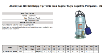 Stream SQDX1,5-32-0,75F Flt 1hp 220v Basınçlı Keseon Kuyu Pompaso