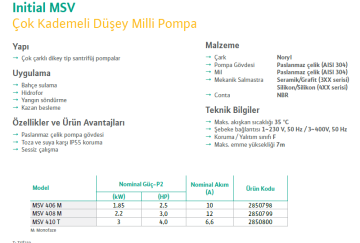 Wilo MSV 410 4hp 380v Dik Milli Çok Kademeli Pompa