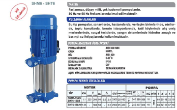 Sumak SHT6C 150/8 1.1Kw 380v Üç Pompalı Düşey Milli Kademeli Hidrofor