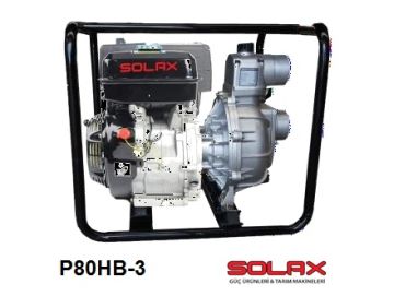 Solax P80HB-3  3'' Dört Zamanlı Yüksek Basınçlı İpli Benzinli Motopomp (Su Motoru / Alüminyum Pompa Gövdeli)