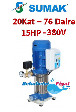 SUMAK SHT34A 1500/6 15HP 380V Tek Pompalı Paket Hidrofor (17kat-56daire)