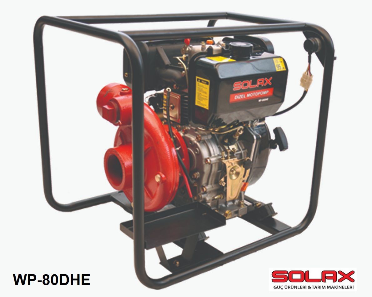 Solax WP-80DHE   3'' X 3'' Dizel İpli-Marşlı Yüksek Basınçlı Motopomp (Su Motoru / Aküsüz)