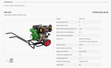 Solax SDP-4YN   4'' X 4'' Dizel İpli-Marşlı Yüksek Basınçlı Motopomp (Su Motoru / Aküsüz / El Arabası Tipi)