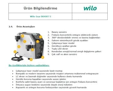 WİLO Isar BOOST5-E-5  220V-50/60 Hz  SÜPER SESSİZ KENDİNDEN EMİŞLİ ÇOK KADEMELİ FREKANS KONTROLLÜ HİDROFOR
