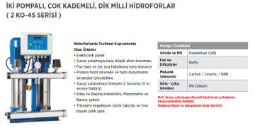 Etna 2 KO 45/4-110 15hp 380v İki Pompalı Çok Kademeli Paket Hidrofor