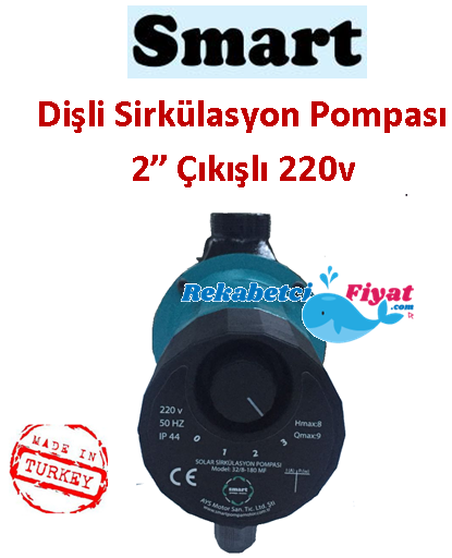 Smart SPM32/8-180 MF 220v 2'' Çıkışlı Dişli 3 Hızlı Sirkülasyon Pompası