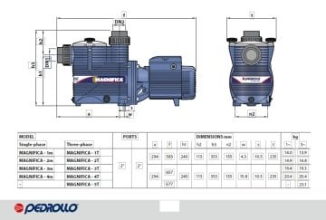 Pedrollo MAGNIFICA  5 (TRF)      3Hp  380V   Ön Filtreli Havuz Pompası