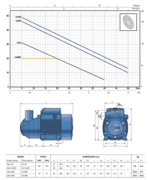 Pedrollo CKm 80     0.75Hp 220V   Preferik Santrifüj Pompa (Yakıt, Mazot, Yağ Pompası)