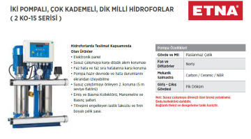 Etna 2 KO 15/6-40 5.5hp 380v İki Pompalı Çok Kademeli Paket Hidrofor