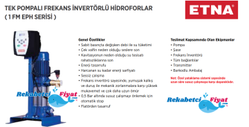 1FM EPH C/7  1,5HP 380V TEK POMPALI FREKANS İNVERTÖRLÜ HİDROFOR