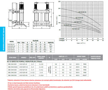 Etna 2 KO 10/12-55 7.5hp 380v İki Pompalı Çok Kademeli Paket Hidrofor