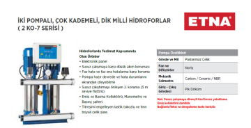 Etna 2 KO 7/6-11 1.5hp 380v İki Pompalı Çok Kademeli Paket Hidrofor