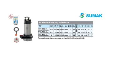 SUMAK SDT 20/2 Y   2.2HP 380V  AZ KİRLİ SU DALGIÇ POMPA