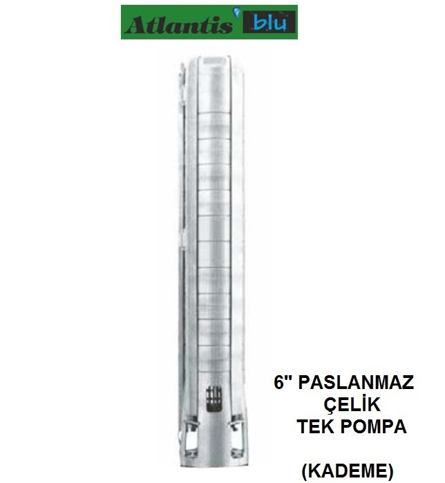 Atlantis Blu  6KR/SSB10     10Hp  10 Kademeli  6'' Paslanmaz Çelik Tek Dalgıç Pompa  (Kademe)
