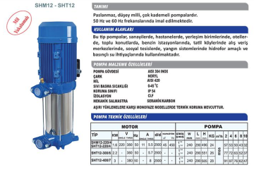 Sumak SHT12B 400/7 3Kw 380v İki Pompalı Düşey Milli Kademeli Hidrofor