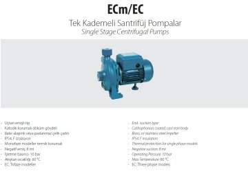Aquastrong ECm 230 B    4kW 220V  Tek Kademeli Santrifüj Pompa