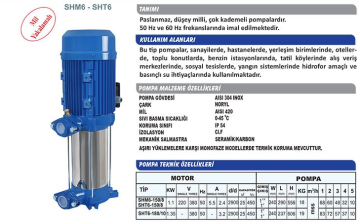 Sumak SHT6B 100/6 0.75Kw 380v İki Pompalı Düşey Milli Kademeli Hidrofor